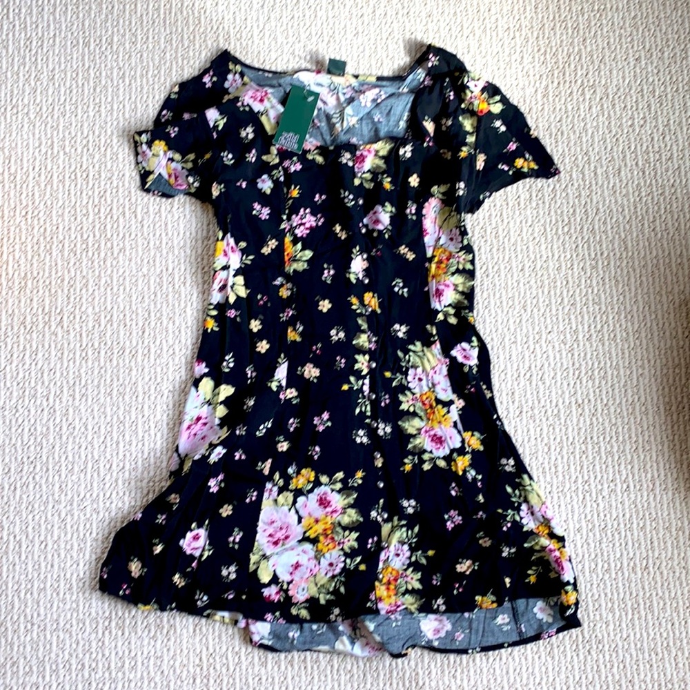 Button Down Floral Mini Dress NWT